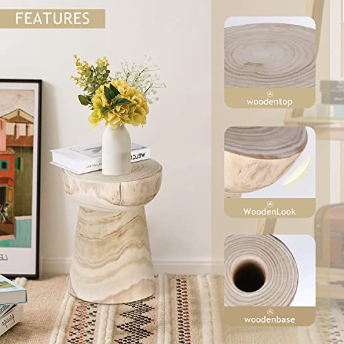 Uziass Wooden Stool for Tree Stump,Coffee Table,Side Table Made in Solid,Plant Stool wiht Natural Solid Wood For Indoor living rooms and Bedrooms