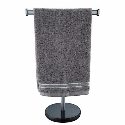 Hand Towel Rack Stand, Bathroom Countertop Towel Holder,Black Galaxy Marble Base,SUS304 Stainless Steel Brushed Rod, G377A