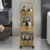 THYKL Scandinavian Iron Shelves Bedroom Kitchen Metal Removable Bathroom Storage Rack With Wheels Trolley