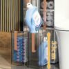 4 Tier Narrow Bathroom Floor Cabinet for Gaps, Toilet Paper Drawer Cart Storage Tower with Clear Drawers and Easy Pull Handle Vertical Storage Un