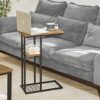 YMYNY C Shaped End Table, Snack Table, Side Table for Small Spaces, Living Room, Bedroom, Industrial, Small Table, Easy Install, 40 x 26 x 61.5CM