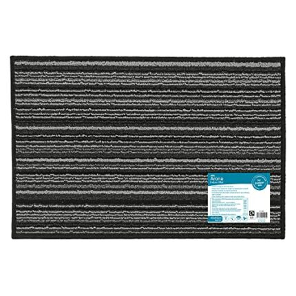JVL Arona Machine Washable Latex Backed Doormat, 40x60cm,Black