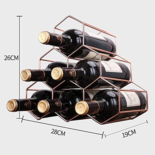 OUSIKA Wine Racks,Wine Bottle Rack,Free Standing the Geometric Metal Wine Holder Iron Art 6 Bottles Wine Glass Racks for Bar Cabinet Pantry Kitch