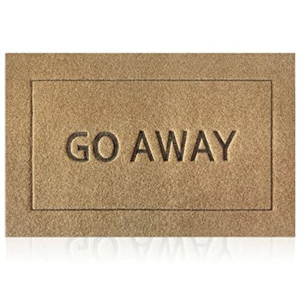 JJUUYOU Go Away Door Mat Durable Welcome Mats Outdoor Front Door Indoor Non Slip Backing Doormat Funny Rubber Rugs Decor for Patio, Easy Clean Pa