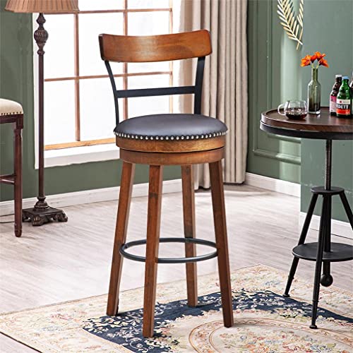 WALNUT 30.5" BarStool Swivel Pub Height Kitchen Dining Bar Chair With Rubber Wood Legs