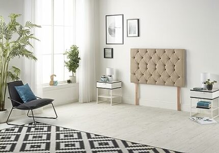 Somnior Beds Bed Centre Premier Small Single 82cm Plush Beige Headboard With Wooden Struts