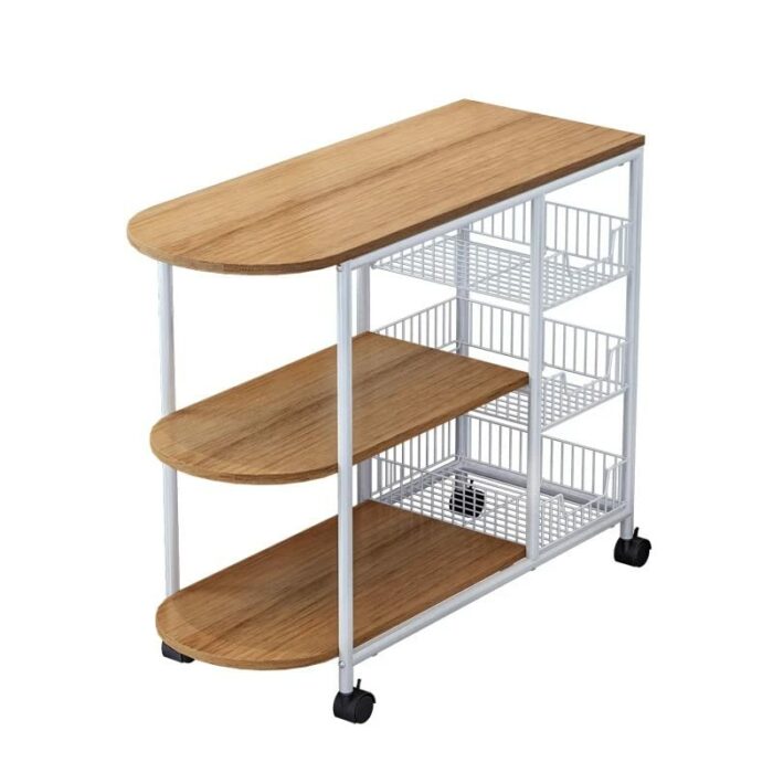 SLNFXC Kitchen Furniture Multi-layer Partition Multifunctional Storage cart With Wheeled Kitchen Trolley (Color : D, Size : 84cm*64cm)