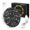 QearFun Luxurious Rhinestone LED Lighted Compact Mirror, Bling Portable Travel Makeup Jeweled Mirrors, 3.5 inch Rechargeable Mini Magnifying Pock