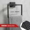 Orlif Matte Black Towel Holder SUS304 Stainless Steel Bathroom Hand Towel Rack, Square Towel Ring Wall-Mounted,Towel Hangers 2 Pack