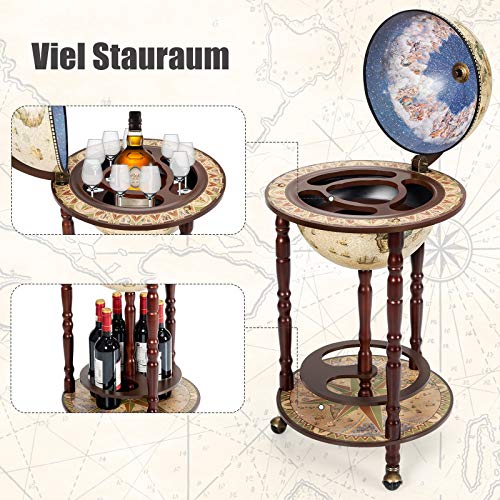 COSTWAY Globe Bar, Beige, Approx. 45 x 45 x 88 cm (L x W x H)