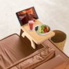 Vencier Bamboo Couch Arm Tray Table with 360° Rotating Mobile Holder Stable Armrest Design Clip On Sofa Tray Table for Wide Couches Foldable Arm