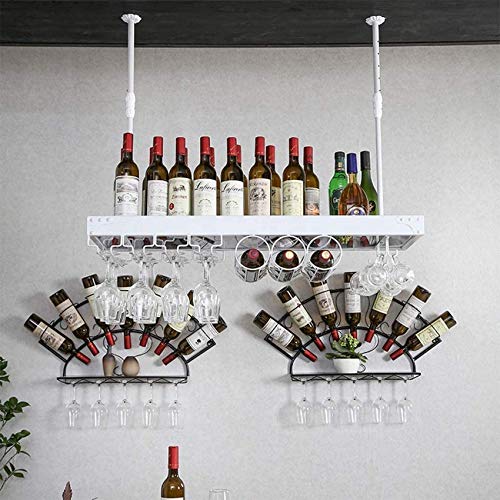 MiroDo Wall Mounted Wine Rack Metal Hanging Wine Rack 4 Long Stem Glass Holder & Wine Cork Storage Wine or Liquor Bottle Storage Holders Stemware