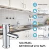 Solepearl Basin Tap Mixer Bathroom Solid Brass Hot and Cold Basin Mixer Tap Bathroom Sink, Modern Single Lever Bathroom Sink Tap with UK Standard