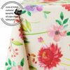 Cream Red Flowers Blooming PVC Table Cloth Wipe Clean Tablecloth Rectangular 200x140 cm 78x55in - 6 Seats Waterproof Oilcloth Tablecloth Beige Ta