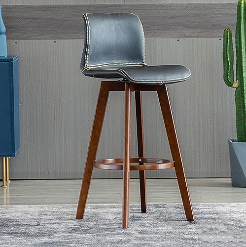 N/A Bar Stools Set of 2, Swivel Bar Chair Rubberwood High Stools, with Upholstered Backrest Seat & Footrest, for Kitchen Counter Dining Room Isla