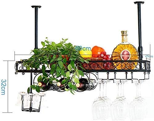 OUSIKA Wine Racks,Wine Lovers/Hanging Wine Holder/Floating Wine Shelf/Wine Glass Rack/Ceiling Mounted Hanging Wine Bottle Holder Metal Iron Wine