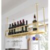 EYLINK Ceiling Wine Racks Hanging Wine Glass Rack Stemware Holder Metal Wine Bottle Holder Adjustable Height Goblet Storage Decoration Shelf For