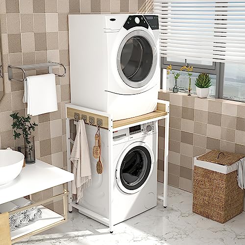 HTONVK Dryer Stand Adjustable Portable Stacking Kit for Front Loader Washing Machine & Tumble Dryer - Space Saving Solution for Laundry With No W