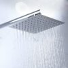 Dandelionsky 8" Wall Mount Square Rainfall Shower Head Stainless Steel Bathroom Shower Head Set Chrome Finished Shower Heads & Extension Arm & Ho