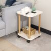 Migfena Small Side Table, 2 Tier Movable Coffee Table with Wheels, Simple Modern Unit Table, Square Sofa Side Tables for Living Room, Bedroom, Of