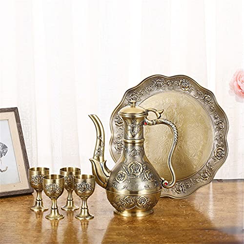 CHUNYU Metal Bronze Wine Set European Vintage Home Wine Cabinet Decoration Wine Pot