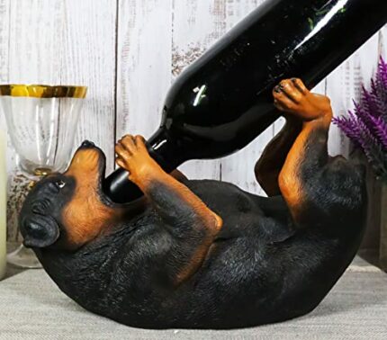 Pure Breed Rottweiler Butcher's Dog Wine Oil Bottle Holder Canine Pet Figurine Kitchen Hosting Accessory