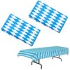 2 Pcs Table Cloth PVC Plastic Wipe Tablecloth Bavarian Flag Check Rectangle Water Resistant Table Cover Protector with White Diamond Pattern for