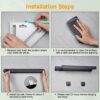 Ainiv Towel Rail Wall Mounted with 2 Hooks, Stainless Steel Black Towel Rail, Self Adhesive Towel Rail No Drilling, Vertical or Horizontal Instal