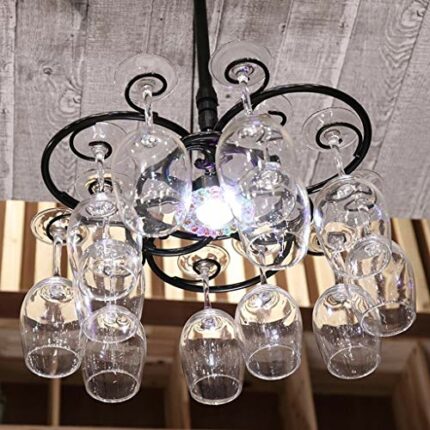 PIBM Upside down Multi-Layer Wine Rack Adjustable Height Decorative Hanging Red Wine Glass Holder Home J1029 *25Cm(H), Black , 48cm(L)*25cm(H)
