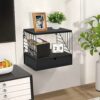 Floating Nightstand, Wood Bedside Shelf Wall Mounted with Drawer, Modern Style Bedside Table, Floating End Table, 2 Tier Floating Shelves for Bed