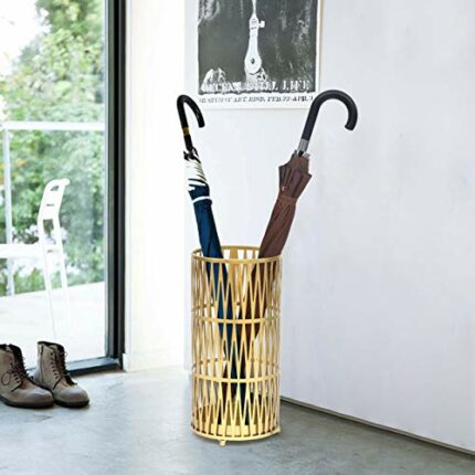 Joveco Umbrella Racks- Gold Metal Round Umbrella Stand Holder with Drip Tray for Home Entryway- Free Standing Holders for Canes Walking Sticks an