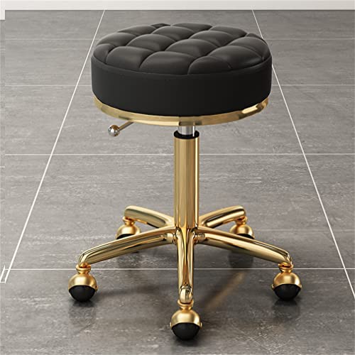 AANAN Stools,Beauty Stool Rolling Stool, Comfortable Swivel Stool on Wheels, Heavy Duty Hydraulic Metal Stool with Rod for Salon, Massage, Clinic