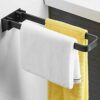 RAKUTE Towel Bar,Towel Rail Polish Chrome,Towel Ring Foldable Wall Mounted,Space Aluminum,Open-Arm Design Double Bar,for Bathroom,Lavatory Bathro