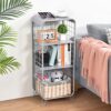 APEXCHASER End Table,Metal Side table,4-tier Sofa Table with Storage Shelf,Nordic Style Nightstand for Bedroom,Adjustable Middle Board,No Screws