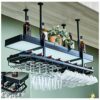 Stylish Simplicity Ceiling Wine Rack Vintage Wrought Iron Metal Glass Wine Cup Holder Stylish Simplicity Down Home Goblet Holder Living Room Disp