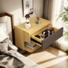 Bixiaomei Floating Nightstand with Drawer, Wall Mounted Floating Bedside Table, Modern End Table with Wooden Open Storage Shelf for Bedroom & Liv