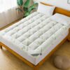 Bamboo Mattress Topper Short Queen Size, Cooling Extra 3 Inch Thick Breathable Mattress pad, 8-21”Deep Pocket Soft Quilted Fitted Mattress Cover
