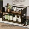 Gugxiom Cabinet Tea Utensils Display Living Room Storage Wooden, 60 * 23 * 27cm Tea Set Storage Shelf with Door Display Shelf, Storage Bookshelf,