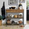 JAHH Serving Trolley Kitchen Shelf with 4 Wheels Kitchen Island Sideboard Side Table with 2 Drawers and 2 Shelves