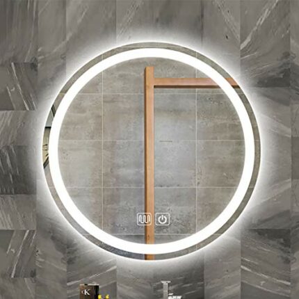 Led Bathroom Mirror Illuminated Led Smart Makeup Vanity Polished Edges, Touch Dimmble Switch Color Change Temperature, Led + Antifog, 60 * 60cm