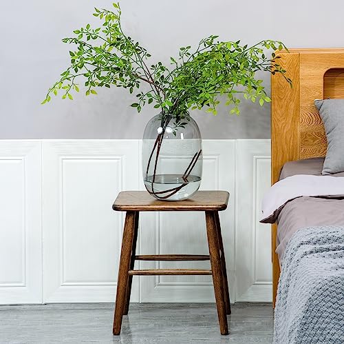 Cttasty Wood Stool, Set of 2 Wood Small Side Table, Wood Plant Stool, Wood Bar Stools, Wood Vanity Stool, Sofa End Table, 15.75" L*11.81" W*18.11