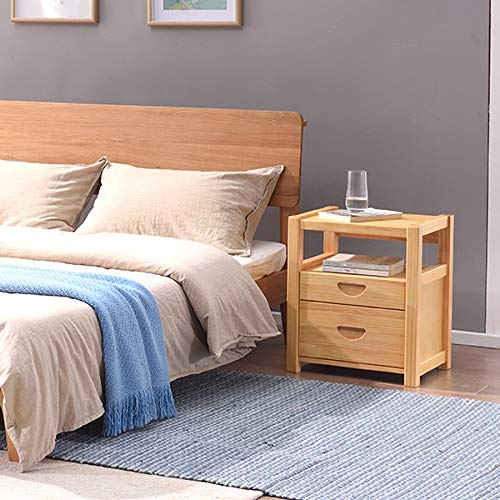 LUKEO Bedside Table Solid Wood Simple Bedroom Bedside Table, Mini Locker Multifunctional Bedside Table
