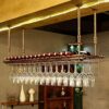 EMISOO Wine Rack Wall Mounted - Glass Carriers for Pubs Wine Glass Holders Hanging Under Shelf Glassware Rack Holder Ceiling Wine Rack Retro Deco
