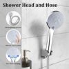 Shower Head with Hose Set, Universal Stainless Steel Shower Hose and Head 2m, Replacement Metal Shower Pipe Cable, High Pressure Shower Head with