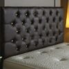 DIAMANTE FAUX LEATHER HEADBOARD (BROWN, 3FT)
