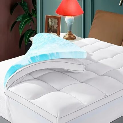 Shilucheng Dual Layer Memory Foam Mattress Topper Full 4 Inch,2 Inch Cooling Gel Memory Foam Plus 2 Inch Pillow Top Mattress Pad Cover,Extra Thic