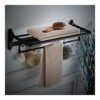 HIGOH Towel Rack Towel Rack Aluminum Bathroom Towel Holder, Foldable Towel Rail Towel Shelf, Wall Mount Bath Towel Rack Holder with Hooks Towel S