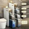 Bathroom Storage Cabinet for Small Space and Corner, Free Standing Toilet Paper Organizer with Drawer and Top Slot, White