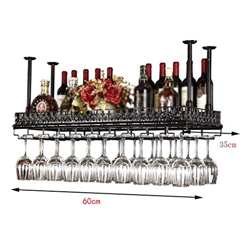 CZDYUF Wine Rack, Bar Hanging Goblets Simple Display Wrought Iron Wine Rack, Elegant Black