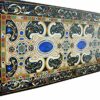 Gifts And Artefacts 30 x 72 Inches Rectangle Shape Black Marble Restaurant Table Top Antique Pattern Inlay Work Dining Table for Home Furniture D